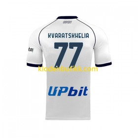 SSC Napoli Khvicha Kvaratskhelia 77 Borte Fotballdrakt 2023/24 Kortermet